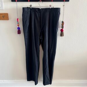 Brooks Brothers Men's Black Vintage 90s Wide Leg Pinstripe Suit Pants